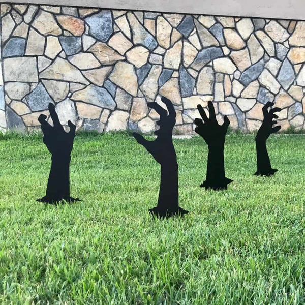 Décoration de jardin en métal Mains de zombie, Décoration d'Halloween