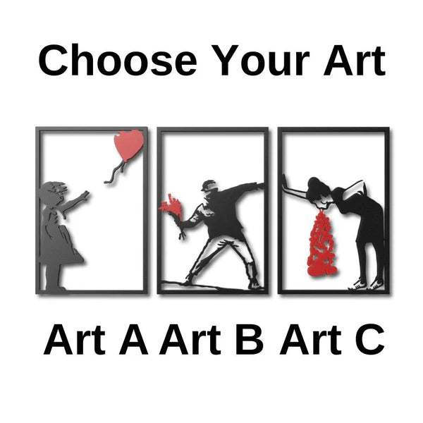 Ensemble de 3 tableaux muraux en métal de Banksy